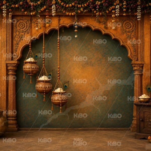 Vrindavan Festive Glow - Puja Backdrop/Baby Backdrop - NC 1077